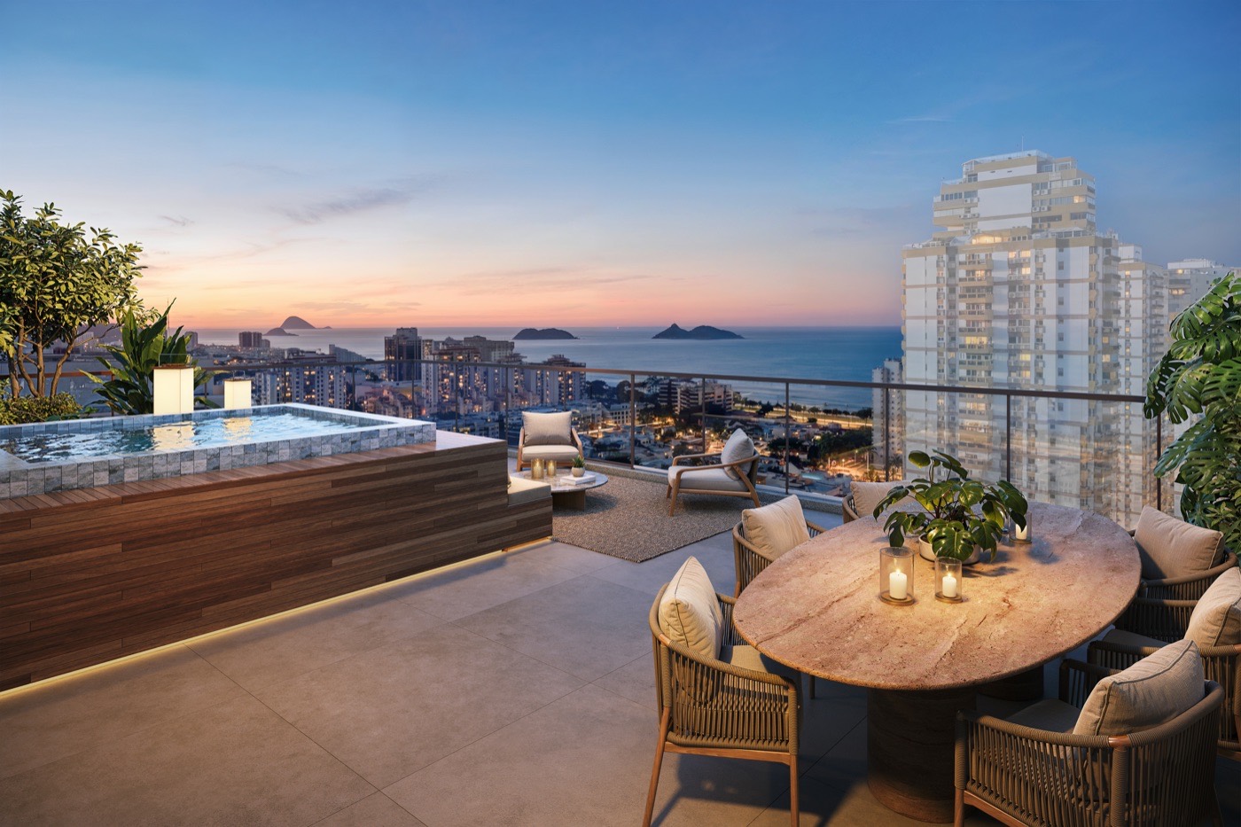 Cobertura duplex com piscina privativa e vista para o mar